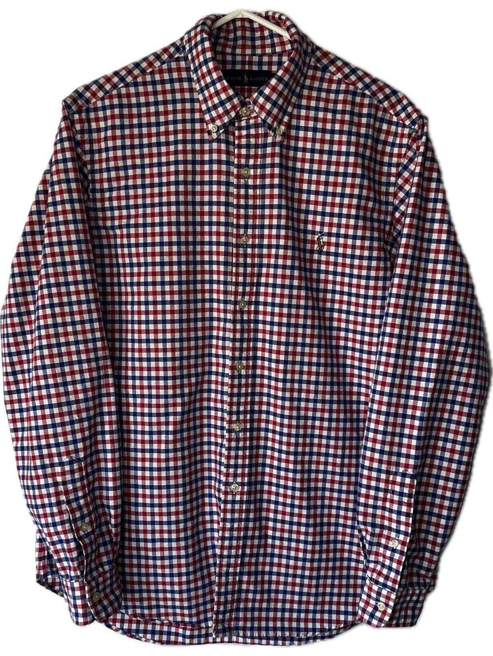 Ralph Lauren Men’s Button Down Long Sleeve Shirt Large Gingham Print Pony VGC